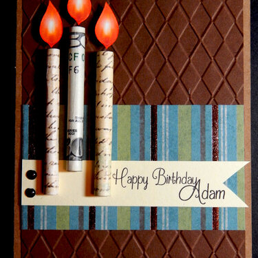 Masculine Birthday Money-Candle Card