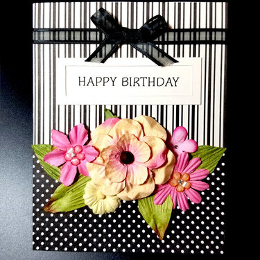 Black White and Floral Bday Card