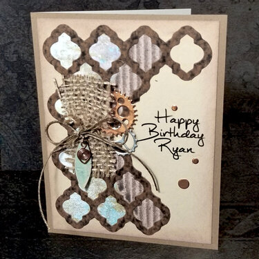 Burlap and Copper Masculine Bday Card