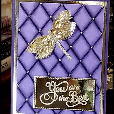 Purple and Gold Dragonfly Card