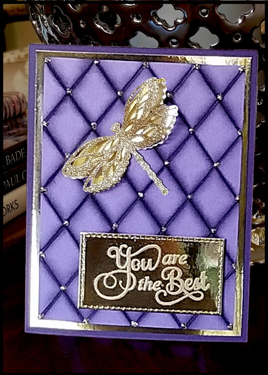 Purple and Gold Dragonfly Card