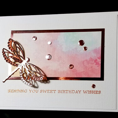Rose Gold Dragonfly Birthday Card