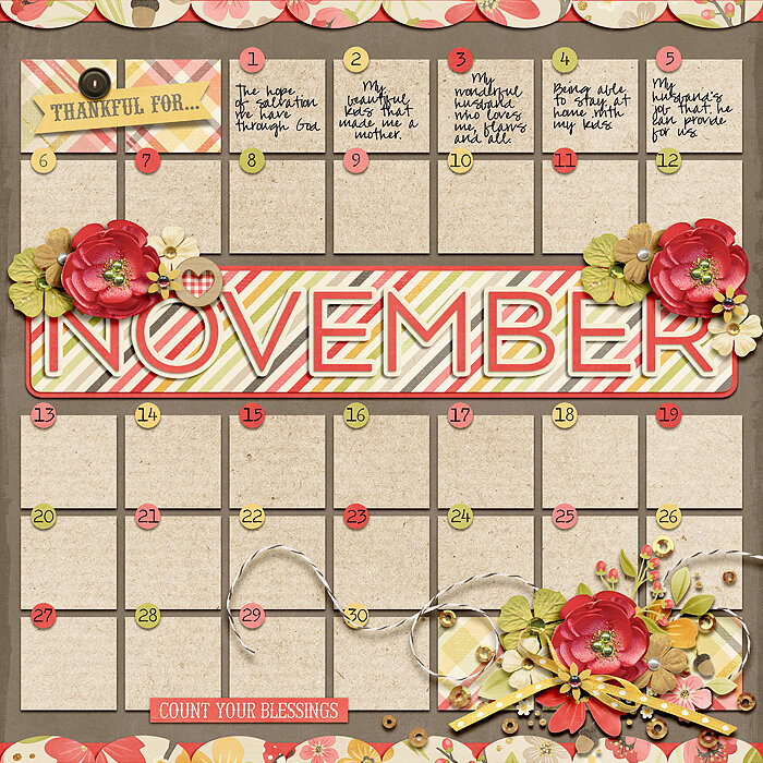 November Thankful Calendar