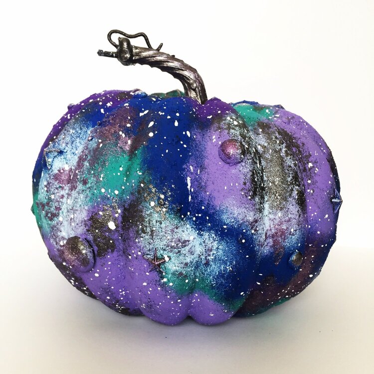 Galaxy Mixed Media Altered Pumpkin