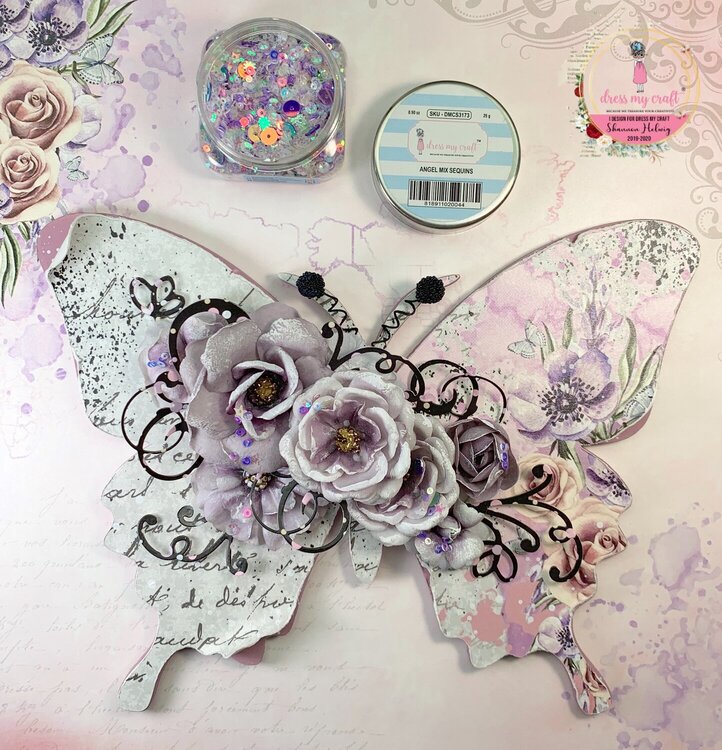 Mixed Media Butterfly featuring Dress My Craft&#039;s Pink Smoke Collection