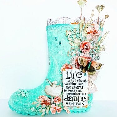 Altered Rain Boot for Lindy's Gang April 2019 Challenge