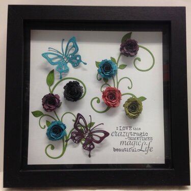 Flowers and Butterflies Frame Black