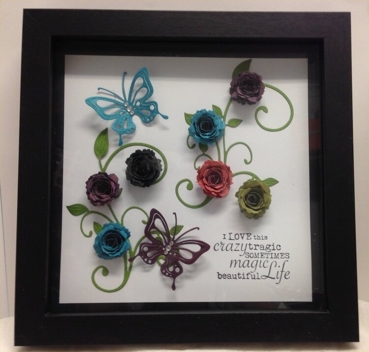 Flowers and Butterflies Frame Black