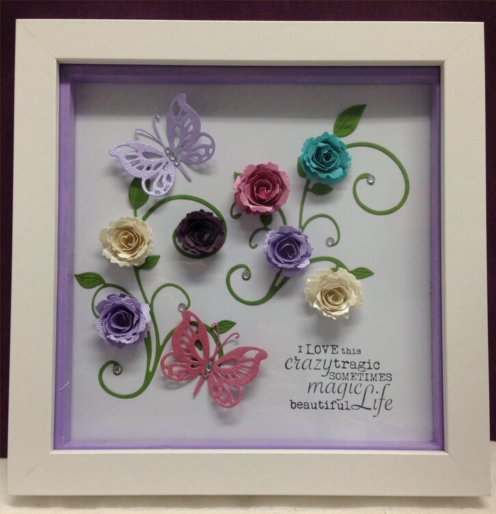Flowers and Butterflies Frame Purple
