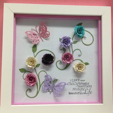 Flowers and Butterflies Frame Pink