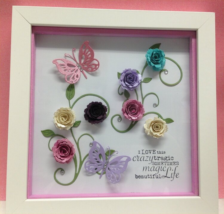 Flowers and Butterflies Frame Pink