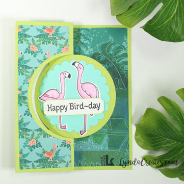 Happy Bird-day Flamingo Flip-it Card