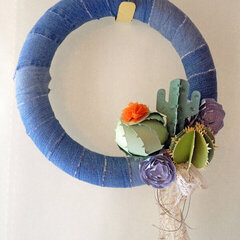 Recycled Denim Succulent Wreath