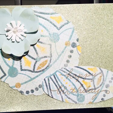 Glitter background floral birthday card front