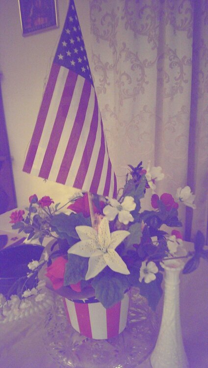 RED white and Blue flower arrangement