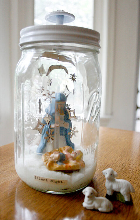 Silent Night Ball Jar using Cosmo Show Toppers