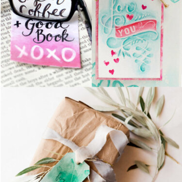 Watercolor tags 6 different ways by Julie Comstock for Cosmo Cricket