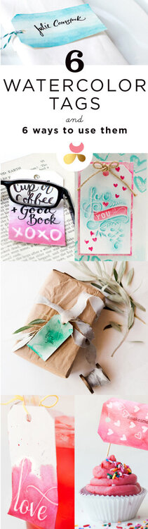 Watercolor tags 6 different ways by Julie Comstock for Cosmo Cricket