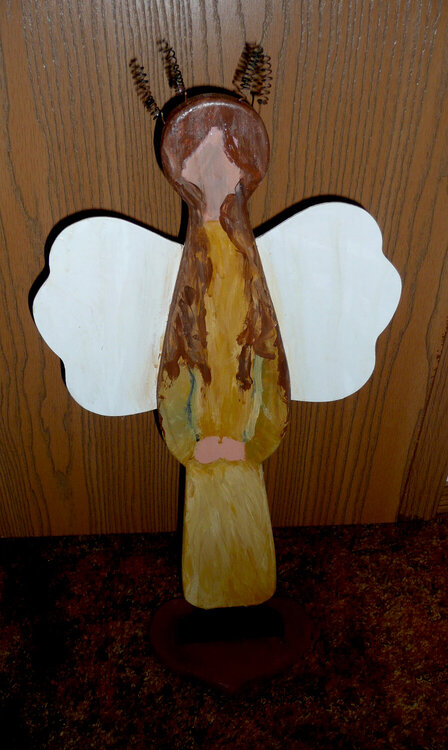 wooden painted angel