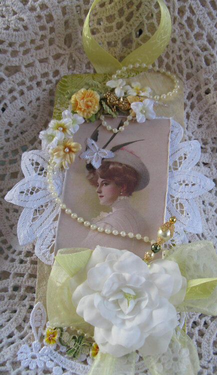 Yellow Victorian Lady Tag