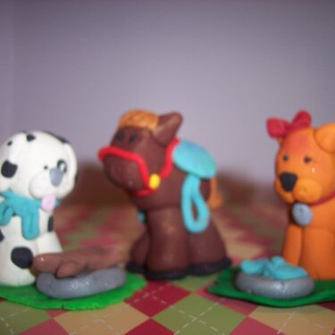 sculpey dog, horse &amp; kitty