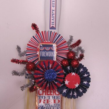 4th of July altered paint brush
