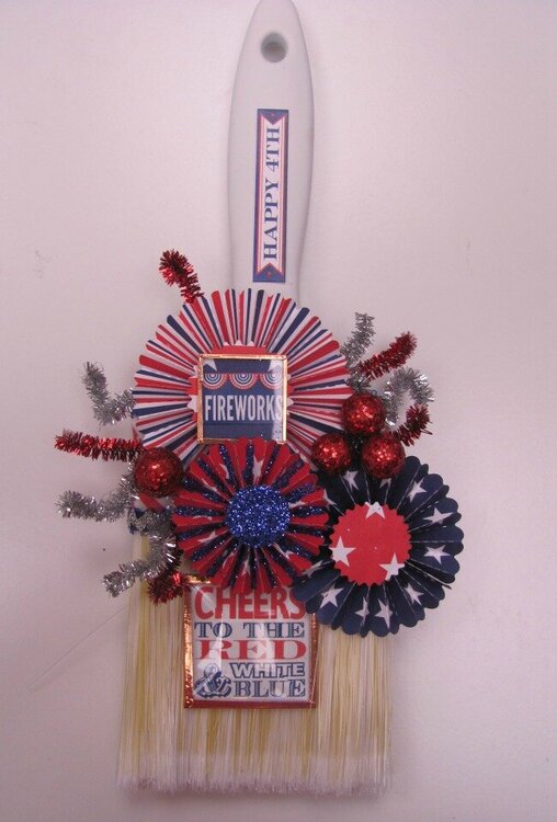 4th of July altered paint brush
