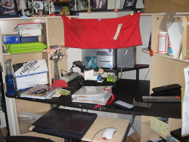 My desk, now semi-organized