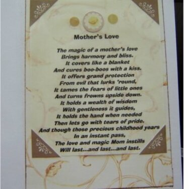 Mother&#039;s Day card, inside