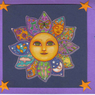 sun, moon, stars card