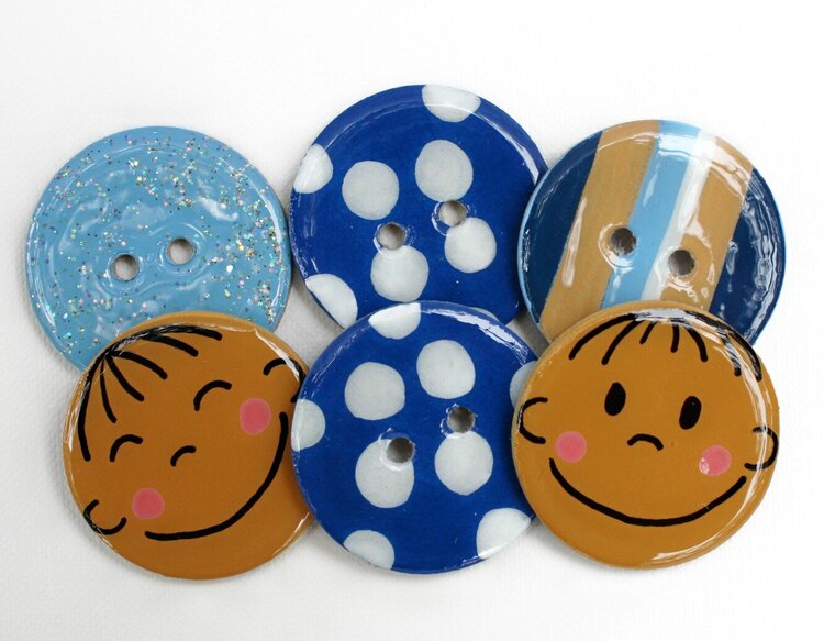 Chipboard Buttons and Embellishements (Set of 6) Baby Boy