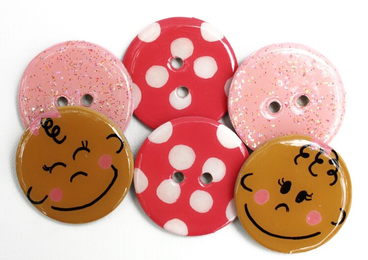 Chipboard Buttons and Embellishments (Set of 6) Baby Girl