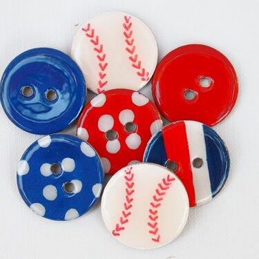Chipboard Buttons and Embellishments (Set of 7) Baseball