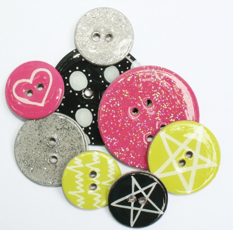 Chipboard Buttons (Set of 8) Girl&#039;s Rock