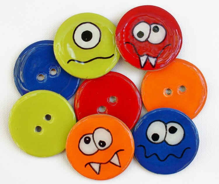 Chipboard Buttons (Set of 8) Lil&#039; Monsters