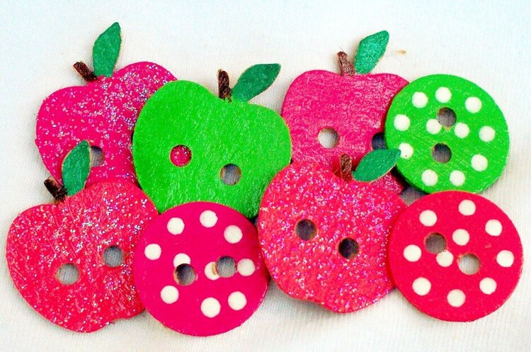 Chipboard Buttons (Pink Apples)