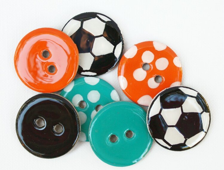 Chipboard Buttons and Embellishments (Set of 7) Soccer