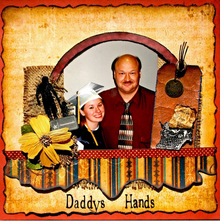 Daddys Hands made with Swirlydoos Antiquities Kit
