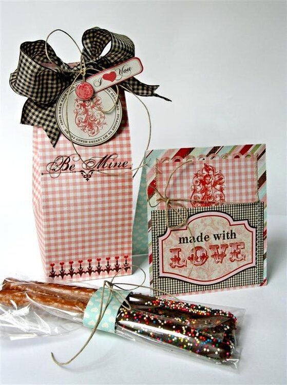 Be Mine Treat Bag and card *new Pink Paislee*