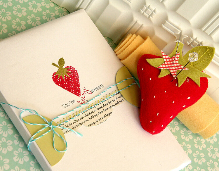 Berry Sweet gift wrap and pincushion