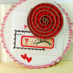 Valentine card with zipper brooch attached