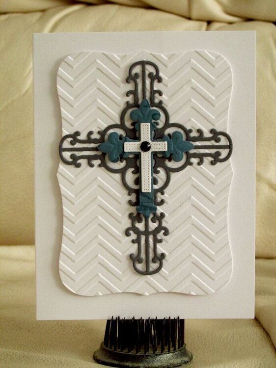 Blue, gray and white cross