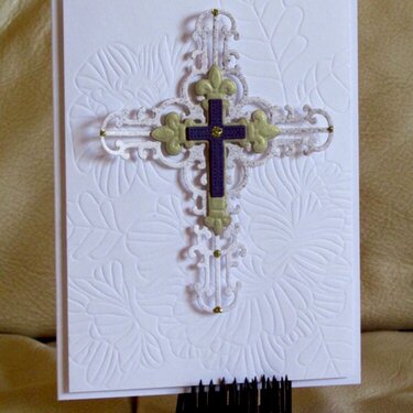 White, gold and purple cross