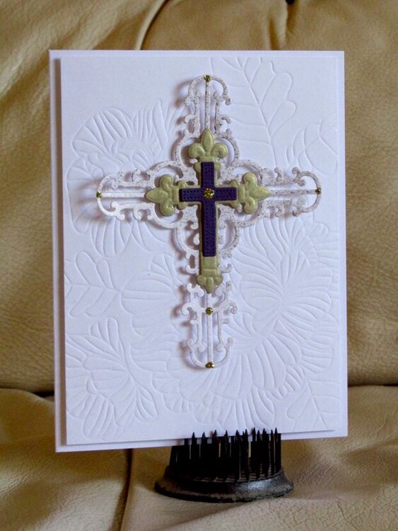 White, gold and purple cross