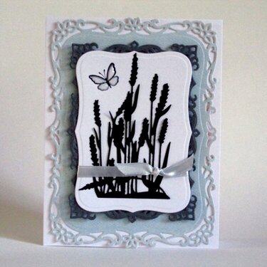 Die-cut cattails greeting card