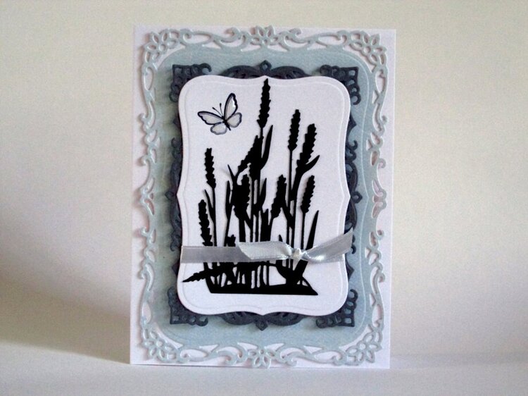 Die-cut cattails greeting card