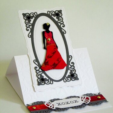 Easel fold lady in red