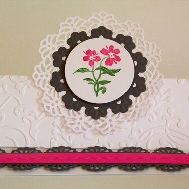 Floral card in white, gray and pink