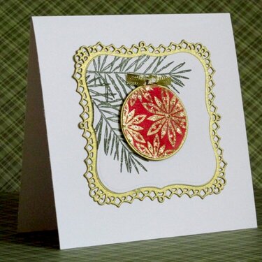 Red ornament Christmas card