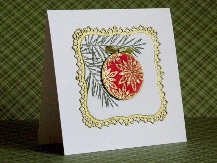 Red ornament Christmas card